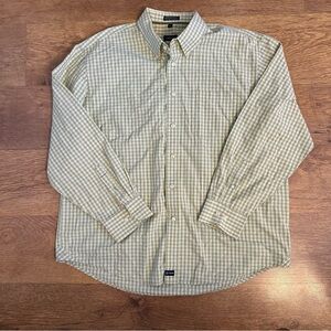 IZOD Men's Green Checkered Shirt 100% Cotton US Men’s Size XL